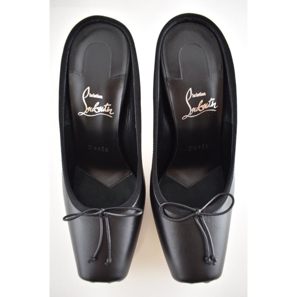 Christian Louboutin Cassia Mule 100 Black Leather Ballet Slip On Heel Pump 37.5 - Picture 10 of 15